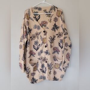 Soft Wool And Cotton Floral CARDIGAN -XXL